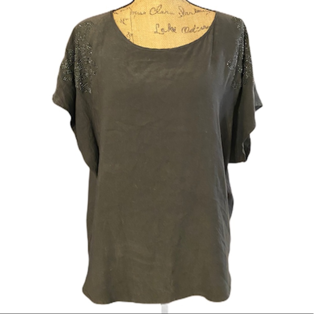 Express Gray Top with Embellished Shoulders Sz L